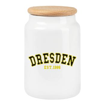 Dresde fondée en 1986 - Boîte à biscuits avec couvercle en bois - blanc - Devant