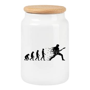 Evolution Guitarist Shirt Sticker for Rock Fans - Cookie Jar with Wooden Lid - white - Front