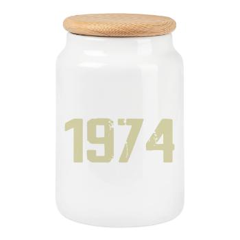 Jubilé 1974 - Boîte à biscuits avec couvercle en bois - blanc - Devant