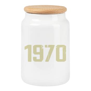 Jubilé 1970 - Boîte à biscuits avec couvercle en bois - blanc - Devant