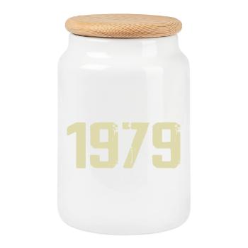 Jubilee 1979 - Cookie Jar with Wooden Lid - white - Front