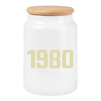 Jubilé 1980 - Boîte à biscuits avec couvercle en bois - blanc - Devant