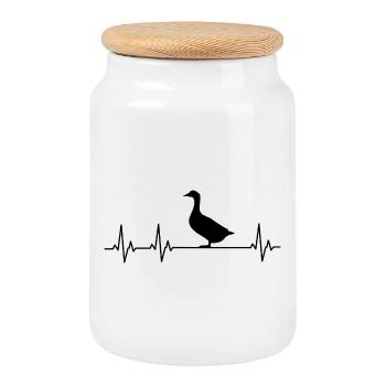 Canard - Canards - Éleveur de canards - Amour - Boîte à biscuits avec couvercle en bois - blanc - Devant