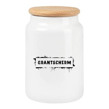 Grantscherm – Dicton culte du dialecte viennois - Boîte à biscuits avec couvercle en bois - blanc - Devant