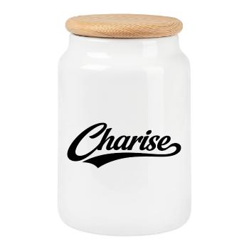 Nom de Chaise, premier nom de famille, cadeaux de famille - Boîte à biscuits avec couvercle en bois - blanc - Devant