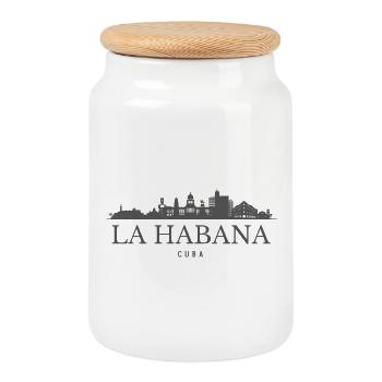 La Havane, Cuba, la silhouette de La Havane - Boîte à biscuits avec couvercle en bois - blanc - Devant