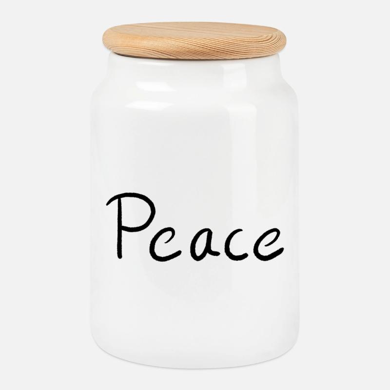 Peace - Keksdose mit Holzdeckel - Weiß