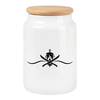 Döner Skewer Kebab - Cookie Jar with Wooden Lid - white - Front