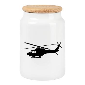 Helicopter - Cookie Jar with Wooden Lid - white - Front