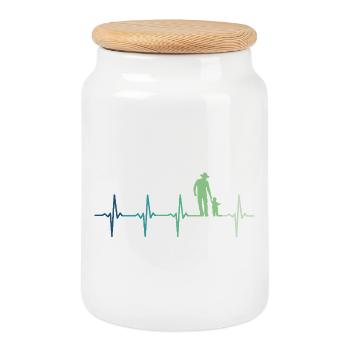 Father and Son Heartbeat Gift Dad Son - Cookie Jar with Wooden Lid - white - Front