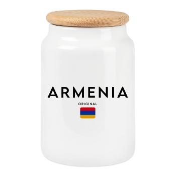 Fierté arménienne, design minimaliste et élégant - Boîte à biscuits avec couvercle en bois - blanc - Devant