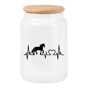 Cheval frison Friesländer Heartbeat Friesland - Boîte à biscuits avec couvercle en bois - blanc - Devant