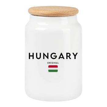 Drapeau hongrois, design minimaliste élégant - Boîte à biscuits avec couvercle en bois - blanc - Devant