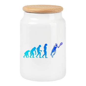 Gift idea for a tennis with tennis - Cookie Jar with Wooden Lid - white - Front