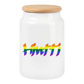 rainbow price - Cookie Jar with Wooden Lid - white - Front