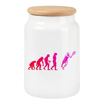 Gift idea for a tennis with tennis - Cookie Jar with Wooden Lid - white - Front