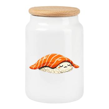 Sleeping Nigiri – Retro Japan Sushi Illustration - Keksdose mit Holzdeckel - Weiß - Vorne