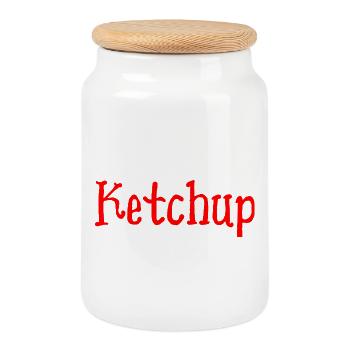 Ketchup - Cookie Jar with Wooden Lid - white - Front