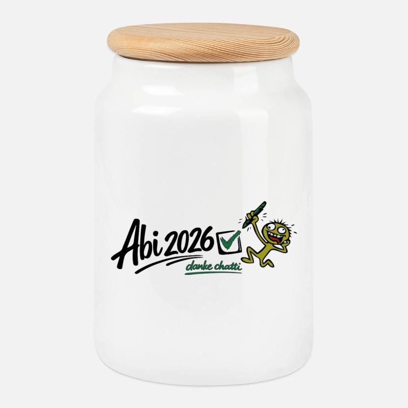 Abi 2026 - Danke Chatti! - Keksdose mit Holzdeckel - Weiß
