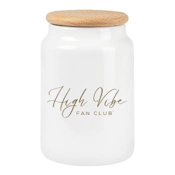 High Vibe Fan Club Logo Tee - Cookie Jar with Wooden Lid - white - Front