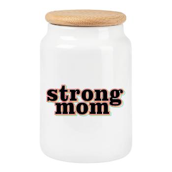 Strong Mom Mother Power Fitness Gym Art - Boîte à biscuits avec couvercle en bois - blanc - Devant