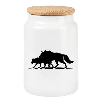 T-shirt Loups Meute - Wolf Pack Strength - Boîte à biscuits avec couvercle en bois - blanc - Devant