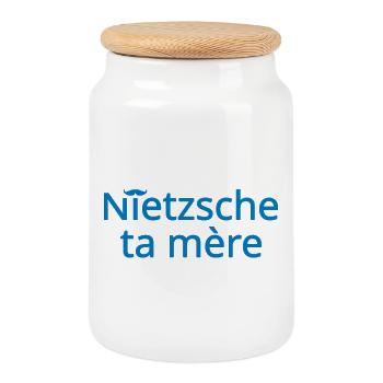 Nietzsche ta mère Bleu Clair - Boîte à biscuits avec couvercle en bois - blanc - Devant