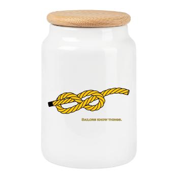 Eight Knots - Capitaine de navire à nœuds en ancre à voile - Boîte à biscuits avec couvercle en bois - blanc - Devant