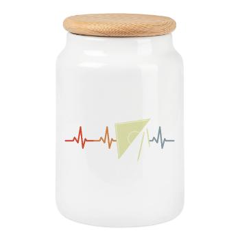Palpitations cardiaques rétro géotriangle - Boîte à biscuits avec couvercle en bois - blanc - Devant