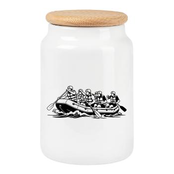 rafting - Boîte à biscuits avec couvercle en bois - blanc - Devant