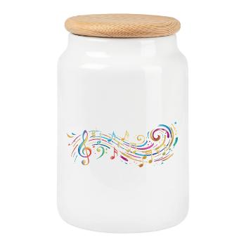 Musique Musicien Musique Musique Notes Gravures de peinture - Boîte à biscuits avec couvercle en bois - blanc - Devant