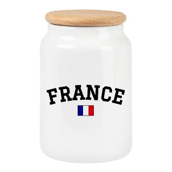 Drapeau français Noir - Boîte à biscuits avec couvercle en bois - blanc - Devant