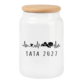 Future Tata 2027 Annonce Grossesse Pour Tante - Boîte à biscuits avec couvercle en bois - blanc - Devant
