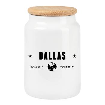 Dallas, Texas, Coordonnées de la planète Terre - Boîte à biscuits avec couvercle en bois - blanc - Devant