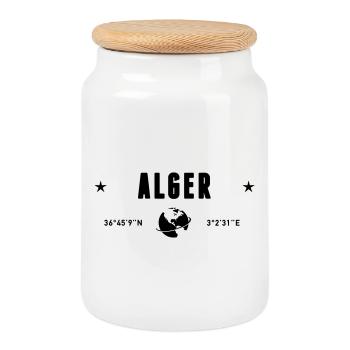 Algérie Algérie Coordonnées Planète Terre - Boîte à biscuits avec couvercle en bois - blanc - Devant