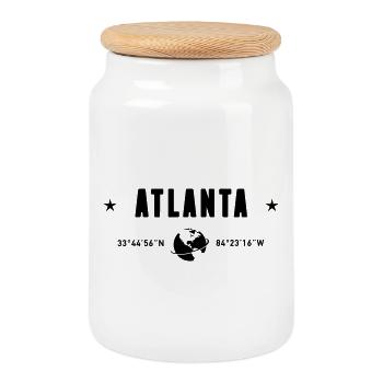 Atlanta Georgia Coordinates Planet Earth - Cookie Jar with Wooden Lid - white - Front