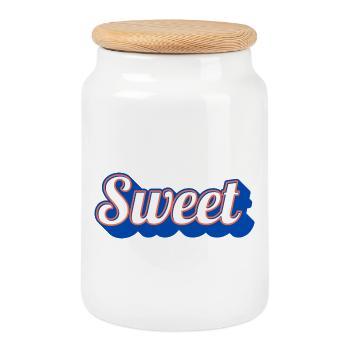 Sweet Retro Schriftzug Vintage - Keksdose mit Holzdeckel - Weiß - Vorne