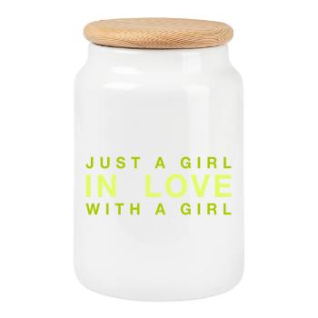 Just a Girl in Love with a Girl - Cookie Jar with Wooden Lid - white - Front