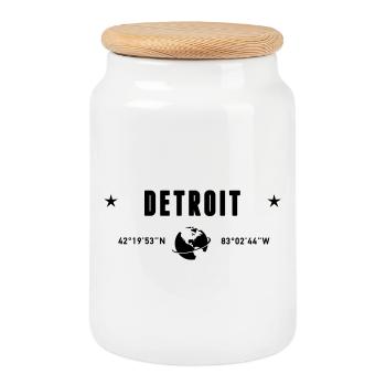 Detroit, Michigan, coordonnées de la planète Terre - Boîte à biscuits avec couvercle en bois - blanc - Devant