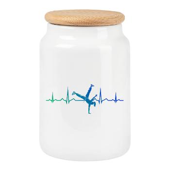 Idée cadeau pour un fan de danse avec hip-hop - Boîte à biscuits avec couvercle en bois - blanc - Devant