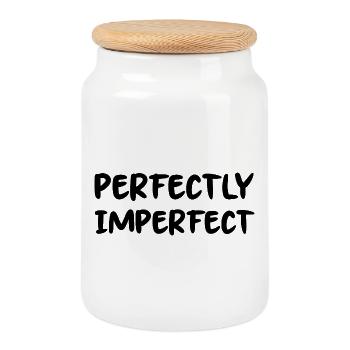 Perfectly imperfect lustige Sprüche - Keksdose mit Holzdeckel - Weiß - Vorne