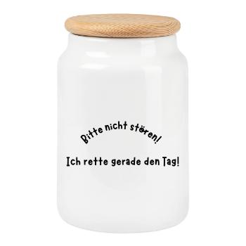 Retter des Tages - Keksdose mit Holzdeckel - Weiß - Vorne