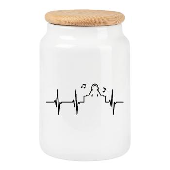 Heartbeat Disc Jockey ECG - Cookie Jar with Wooden Lid - white - Front