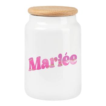 Bride Wedding - Cookie Jar with Wooden Lid - white - Front