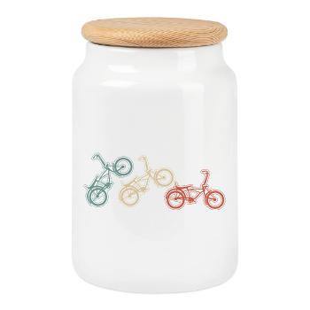 BMX Bike Moves Grafik Im Vintage Stil - Keksdose mit Holzdeckel - Weiß - Vorne
