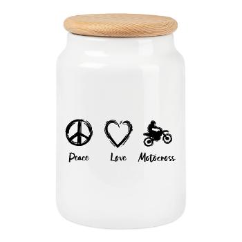 Amour du motocross - Boîte à biscuits avec couvercle en bois - blanc - Devant