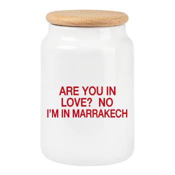 In Love No I'm In Marrakech | Travel Humor - Cookie Jar with Wooden Lid - white - Front