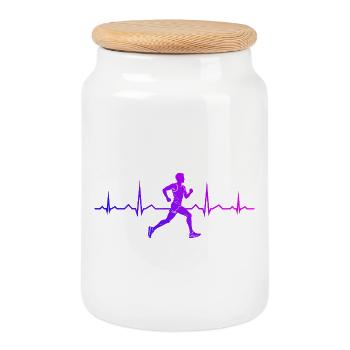 Gift idea for a runner with running - Cookie Jar with Wooden Lid - white - Front