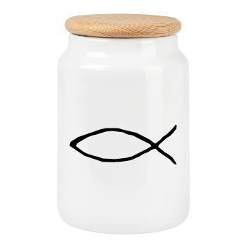 Christian poisson - Boîte à biscuits avec couvercle en bois - blanc - Devant