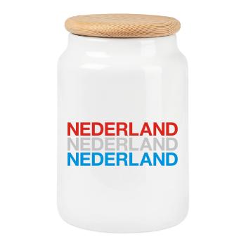 NIEDERLANDE Nederland Netherlands Holland - Keksdose mit Holzdeckel - Weiß - Vorne